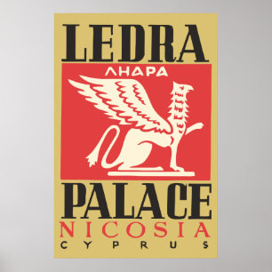 ヴィンテージのLedra宮殿のホテルのキプロス旅行 ポスター