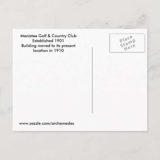 ヴィンテージのManisteeのゴルフ及びカントリークラブ 案内ポストカード (裏面)