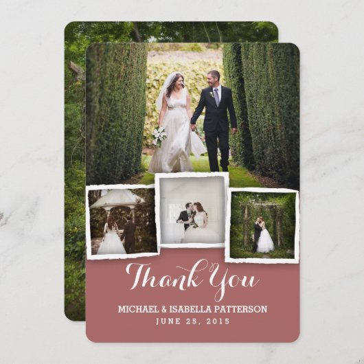 ヴィンテージのMarsalaの結婚式の写真のサンキューカード サンキューカード (正面/裏面)