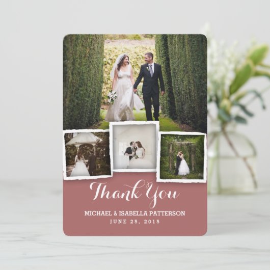 ヴィンテージのMarsalaの結婚式の写真のサンキューカード サンキューカード (スタンド正面)