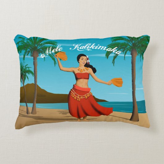 ヴィンテージのMeleハワイのKalikimakaの郵便はがき アクセントクッション (正面)