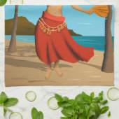 ヴィンテージのMeleハワイのKalikimakaの郵便はがき キッチンタオル (折り畳み)