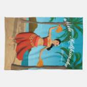 ヴィンテージのMeleハワイのKalikimakaの郵便はがき キッチンタオル (横)