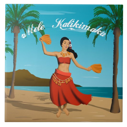 ヴィンテージのMeleハワイのKalikimakaの郵便はがき タイル (正面)