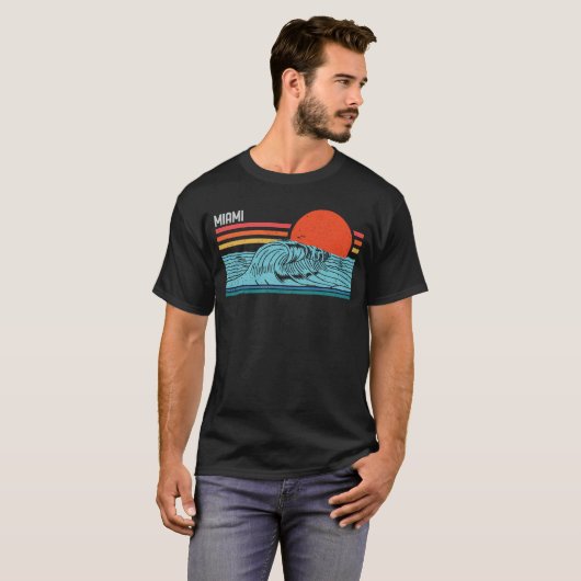 ヴィンテージのMiami Beachレトロのサーフ80s 90sの記念品 Tシャツ (正面フル)