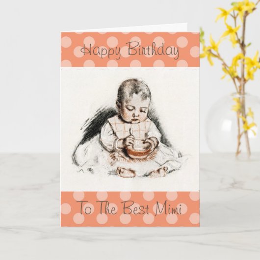 ヴィンテージのMimiカード最高のへのハッピーバースデー カード (黄色い花)