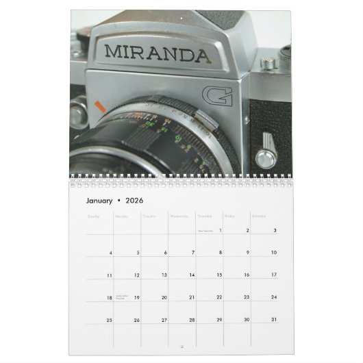 ヴィンテージのMiranda G 35mm SLRのカメラのカレンダー2013年 カレンダー (1月 2026)