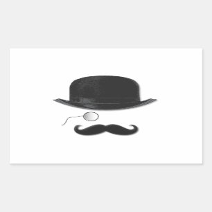 ヴィンテージのMonocle、髭および帽子 長方形シール