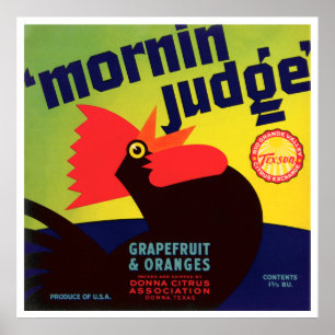 ヴィンテージのMorninの裁判官のオンドリのグレープフルーツ及びオレンジ ポスター
