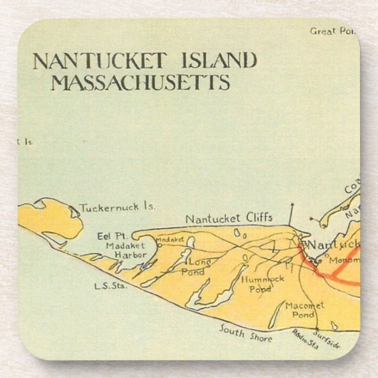 ヴィンテージのNantucketの地図のコースター コースター (正面)