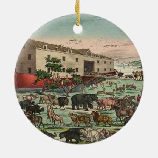 ヴィンテージのNoahsの避難所動物のイラストレーション1882年 セラミックオーナメント (裏面)