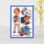 ヴィンテージのPaperdollの小さい男の子のジャックの挨拶状 カード (黄色い花)