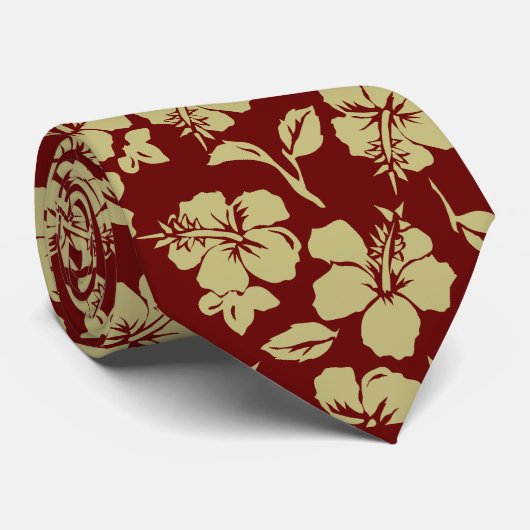 ヴィンテージのPareauのハワイのハイビスカスのタイ ネクタイ (ロール)