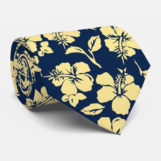 ヴィンテージのPareauの印刷されるハワイのハイビスカスの両面 ネクタイ (ロール)