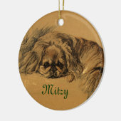 ヴィンテージのPekingeseのクリスマスオーナメント セラミックオーナメント (左)