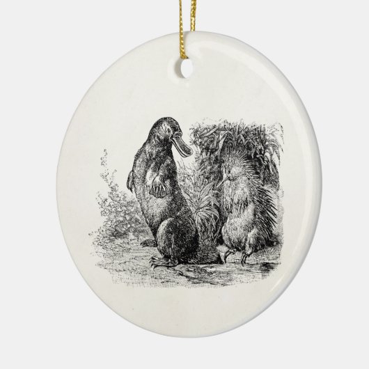 ヴィンテージのPlatypusのヤマアラシのアリクイのテンプレート セラミックオーナメント (左)