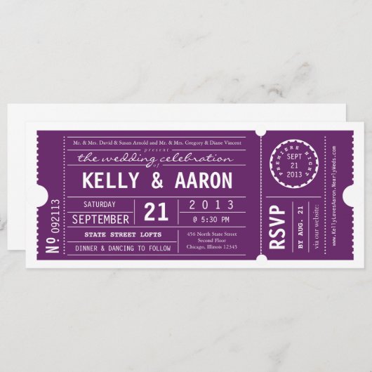 ヴィンテージのPlaybillの劇場チケットの結婚式招待状 招待状 (正面/裏面)