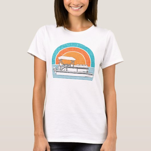 ヴィンテージのPontoon Boat Pontoonレトロのポンツーンの大尉 Tシャツ (正面)