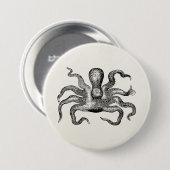 ヴィンテージのPoulpeのタコ- Cuttlefishのテンプレート 缶バッジ (正面&裏面)