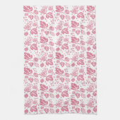 ヴィンテージのPyrexパターン-セイヨウスグリのピンク キッチンタオル (縦)