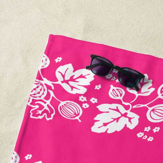 ヴィンテージのPyrexパターン-セイヨウスグリの白 ビーチタオル (インサイチュ)