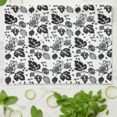 ヴィンテージのPyrexパターン-セイヨウスグリの黒 キッチンタオル (折り畳み)