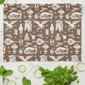 ヴィンテージのPyrexパターン-早いアメリカ猫(白い) キッチンタオル (折り畳み)