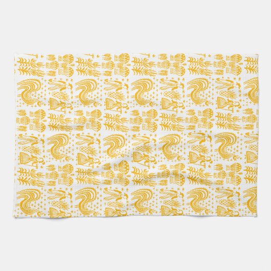 ヴィンテージのPyrexパターン-黄橙色Butterprint キッチンタオル (横)