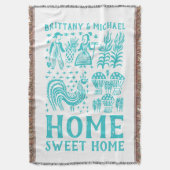 ヴィンテージのPyrexパターン- Butterprintの青緑 スローブランケット (正面縦)