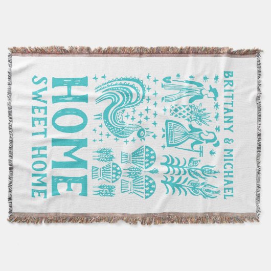 ヴィンテージのPyrexパターン- Butterprintの青緑 スローブランケット (正面)