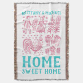 ヴィンテージのPyrexパターン- Butterprintの(アマン派の)ピンク スローブランケット (正面縦)