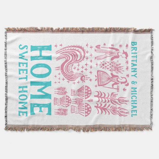 ヴィンテージのPyrexパターン- Butterprintの(アマン派の)ピンク スローブランケット (正面)