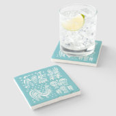 ヴィンテージのPyrexパターン- Butterprint (アマン派の農家) ストーンコースター (横)