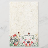 ヴィンテージのRedouteの庭の花の蝶文房具 便箋 (正面)