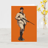 ヴィンテージのRemingtonの散弾銃のスポーツマンの挨拶状 カード (黄色い花)