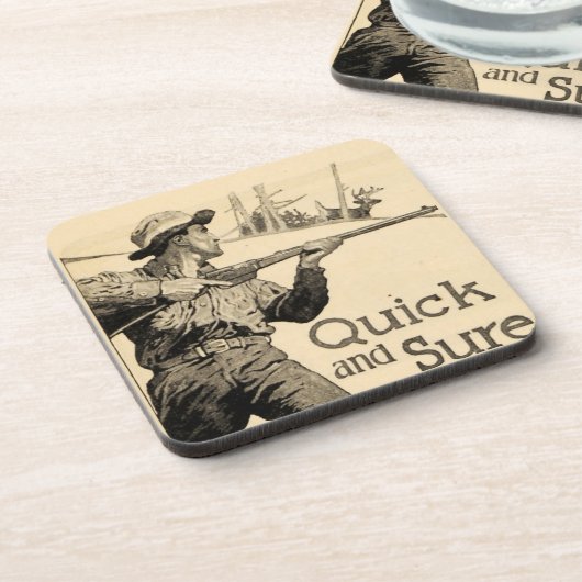 ヴィンテージのRemingtonの速く確実なライフルの飲み物用コースター コースター (左側)