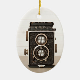 ヴィンテージのRolleiflex対レンズのカメラ セラミックオーナメント