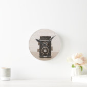 ヴィンテージのRolleiflex対レンズのカメラ ラウンド壁時計 (ホーム)