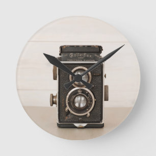 ヴィンテージのRolleiflex対レンズのカメラ ラウンド壁時計