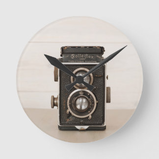 ヴィンテージのRolleiflex対レンズのカメラ ラウンド壁時計