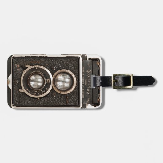 ヴィンテージのRolleiflex対レンズのカメラ ラゲッジタグ (正面横)