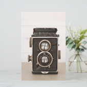 ヴィンテージのRolleiflex対レンズのカメラ 便箋 (スタンド正面)