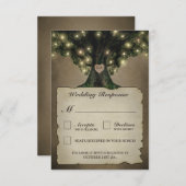 ヴィンテージのRSVPカードを結婚する祖父のオークの木 出欠カード (正面/裏面)