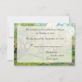 ヴィンテージのRSVPカード。  花咲くオーチャード 招待状