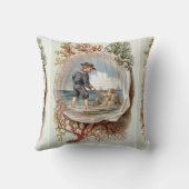 ヴィンテージのSandcastleの小さい男の子のビーチ場面 クッション (裏面)