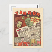 ヴィンテージのSFアドベンチャーテロの緑の顔 ポストカード (正面/裏面)