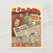 ヴィンテージのSFアドベンチャーテロの緑の顔 ポストカード (正面)