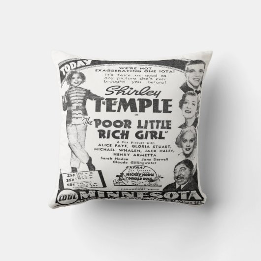 ヴィンテージのShirleyの寺院のフィルム広告装飾用クッション クッション (裏面)