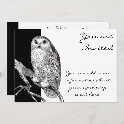 ヴィンテージのSnowyのフクロウの招待状 招待状 (正面/裏面)