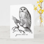ヴィンテージのSnowyのフクロウの挨拶状 カード (黄色い花)